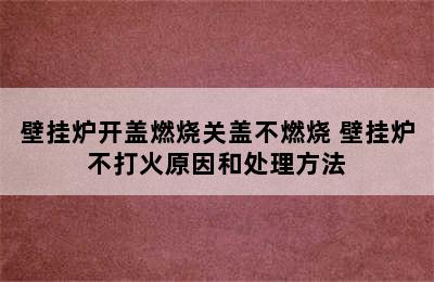 壁挂炉开盖燃烧关盖不燃烧 壁挂炉不打火原因和处理方法